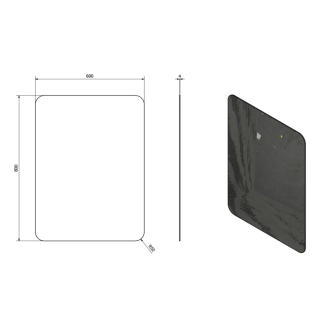 ISHAPE zrkadlo 600x800mm, zaguľatené rohy, bez úchytu