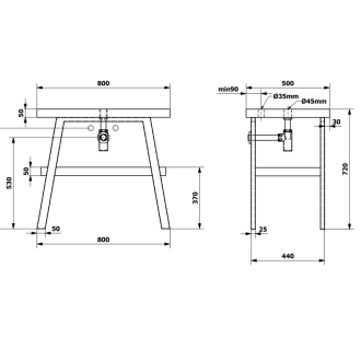 TWIGA umývadlový stolík 80x72x50 cm, čierna mat/dub Rover