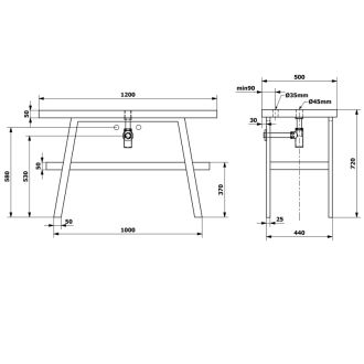 TWIGA umývadlový stolík 120x72x50 cm, čierna mat/dub Rover