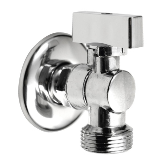 Práčkový guľový ventil so spätným ventilom 1/2&quot;x3/4&quot; - L, chróm 5310