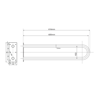 HANDICAP podperné madlo tvar U 600mm, biela XH538W