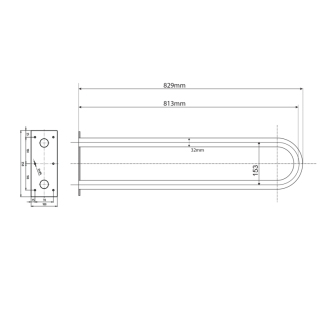 HANDICAP podperné madlo tvar U 813mm, biela XH540W