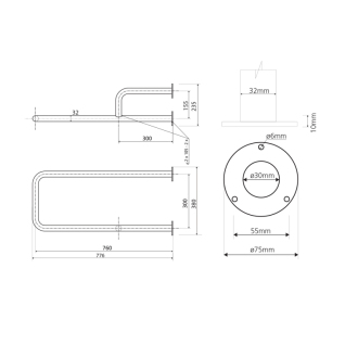 HANDICAP oporné madlo PRAVÉ 760mm, biela XH536W