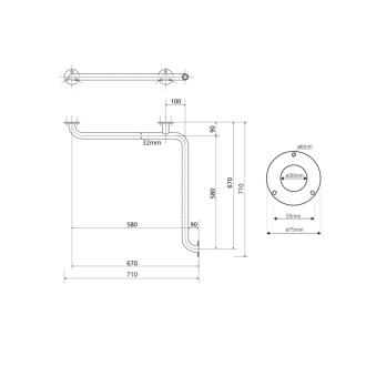 HANDICAP madlo do sprchy 670x670mm, biela XH544W