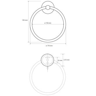 X-ROUND BLACK držiak uterákov kruh, čierna XR411B
