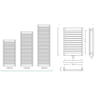 radiátor MODO 500 x 1047 mm, farba C. podľa vzorkovníka, stredové pripojenie 50 mm RADMOD5010.SP