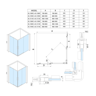 ALTIS LINE obdĺžnikový sprchovací kút 1000x900 mm, L/P variant, rohový vstup, číre sklo