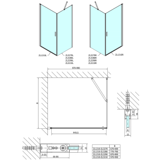 Zoom Line obdĺžnikový sprchovací kút 1000x900mm, L/P variant ZL1210ZL3290