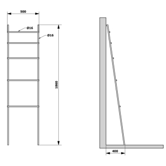 DEBUT sušiak uterákov na opretie 500x1860x32mm, čierna mat SE121