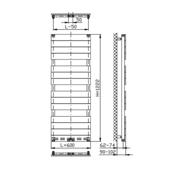 BONDI vykurovacie teleso 600x1222mm, Antracit DC425T