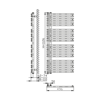 TUBINI vykurovacie teleso 496x1126mm, Antracit DC305T