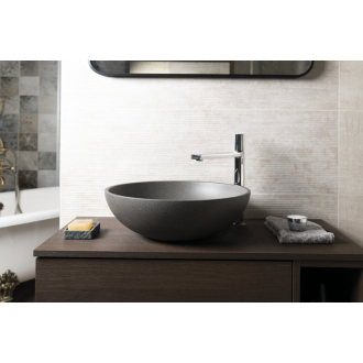 TURF betónové umývadlo vrátane výpuste, priemer 44 cm, čierny granit AR436