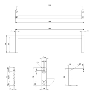 NORM držiak uterákov 42cm, chróm PANM42