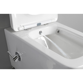PORTO závesná WC misa Rimless, integrovaná batéria a bidet. spŕška, 36x52 cm, biela PZ102RX