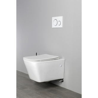 PORTO závesná WC misa Rimless, integrovaná batéria a bidet. spŕška, 36x52 cm, biela PZ102RX