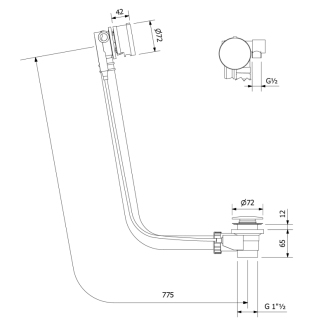 Vaňová súprava s napúšťaním, bovden, dĺžka 775mm, zátka 72mm, čierna mat 71685B