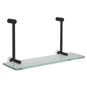 Závesná sklenená polička na sprchovú zástenu 400x180x125mm, čierna mat 1301-15B
