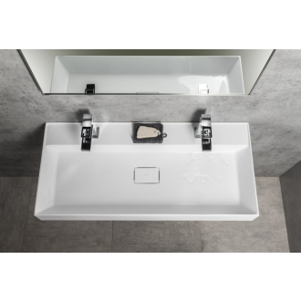 GODIVA umývadlo 96x44cm, 2 otvory pre batériu, liaty mramor, biela GU096-2