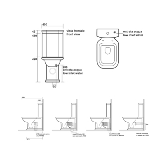 WALDORF WC kombi, spodný/zadný odpad, biela-bronz WCSET18-WALDORF