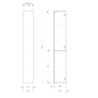 ESPACE skrinka 25x172x32cm, 1x dvierka, ľavá/pravá, biela mat ESC120-3131