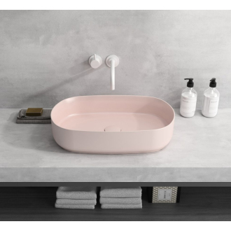 INFINITY OVAL keramické umývadlo na dosku, 55x36 cm, matná ružová Salmon 10NF65055-2S