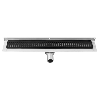 MANUS BLACK nerezový sprchový kanálik k stene s roštom ONDA, 1250x112x55mm GMO28B