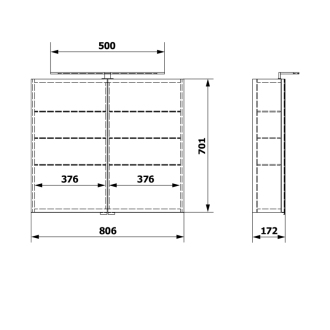 RIWA galerka s LED osvetlením, 81x70x17cm, brest bardini RIW080-0013