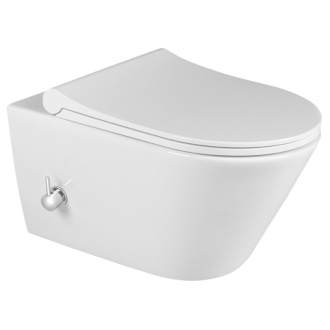 AVVA závesná WC misa Rimless, integrovaná batéria a bidet. spŕška, 35,5x53 cm, biela 100315