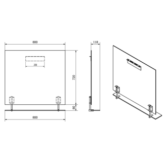 WEGA zrkadlo 800x800mm, s policou, čierna mat 60092-8B