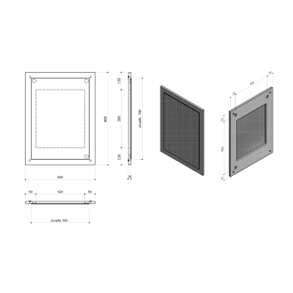 NIROX zrkadlo v ráme 600x800x28mm, dub collingwood (AM601) NX608-1919
