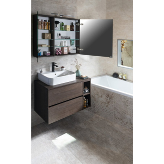 MIRRÓ galerka s LED osvetlením, 90x70x16cm, borovica rustik MC090-0016