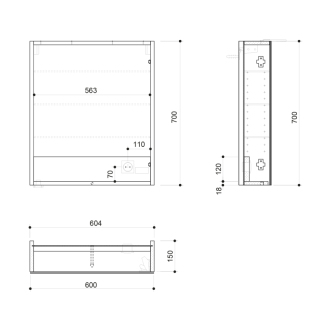 LINEX galerka s LED osvetlením, 60x70x15cm, ľavá/pravá, biela LX060-0030