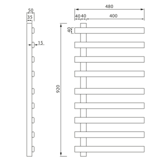 ELCOR elektrický sušiak uterákov 480x920x50mm, 128W, biela mat EB450