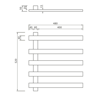 ELCOR elektrický sušiak uterákov 480x520x50mm, 85W, čierna mat EB530
