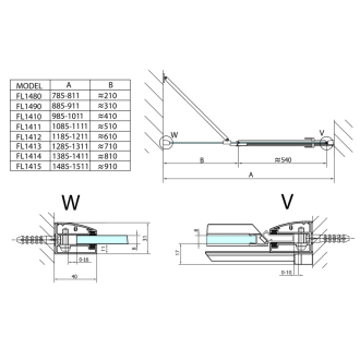 FORTIS LINE sprchové dvere do niky 1500mm, číre sklo, pravé FL1415R