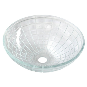 TOSEMI sklenené gravírované umývadlo, priemer 42 cm, číra TY153