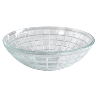 TOSEMI sklenené gravírované umývadlo, priemer 42 cm, číra TY153