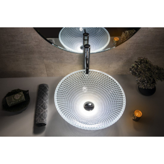 PUKETA sklenené gravírované umývadlo, priemer 42 cm, číra TY165