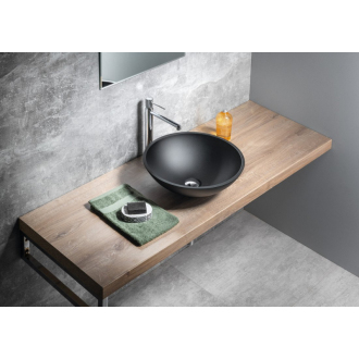 TELICA sklenené umývadlo, priemer 42 cm, čierna mat TY181B