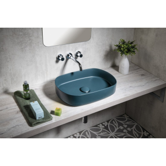 INFINITY OVAL keramické umývadlo na dosku, 55x36 cm, zelená petrol 10NF65055-2P