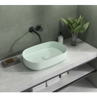INFINITY OVAL keramické umývadlo na dosku, 55x36 cm, matná zelená mint 10NF65055-2T