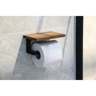 SKA držiak toaletného papiera s poličkou 15x8x10cm, čierna mat/dub SKA421