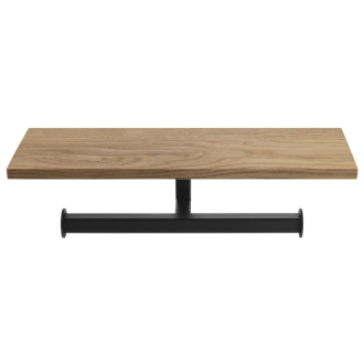 SKA dvojitý držiak toaletného papiera s poličkou 30x8x10cm, čierna mat/dub SKA425