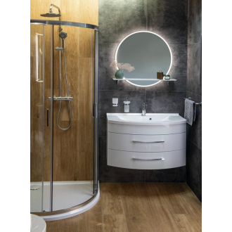 VISO okrúhle LED podsvietené zrkadlo pr.60cm s policou, biela mat VS060-01
