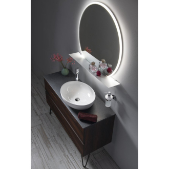 VISO okrúhle LED podsvietené zrkadlo pr.60cm s policou, biela mat VS060-01