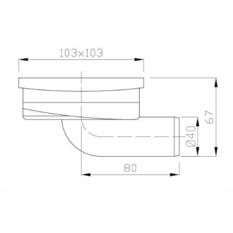 Podlahový vpust 103x103 bočný, DN40, mriežka nerez 183.052.0