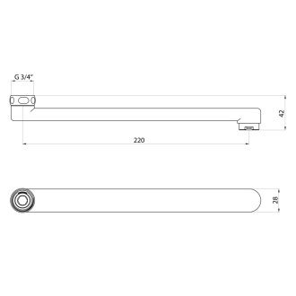 Aqualine Výtokové ramienko k batérii, 220 mm, ploché, čierna mat 43990B