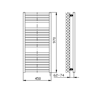 TONDI-E elektrické vykurovacie teleso rovné 450x970 mm, 300W, čierna mat DE456T