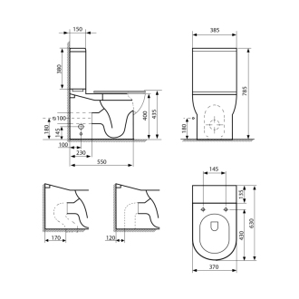 JALTA WC kombi, Rimless, spodný/zadný odpadPB103RW