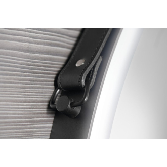 ORBITER okrúhle LED podsvietené zrkadlo s koženým pásikom, ? 60cm, čierna mat ORL060